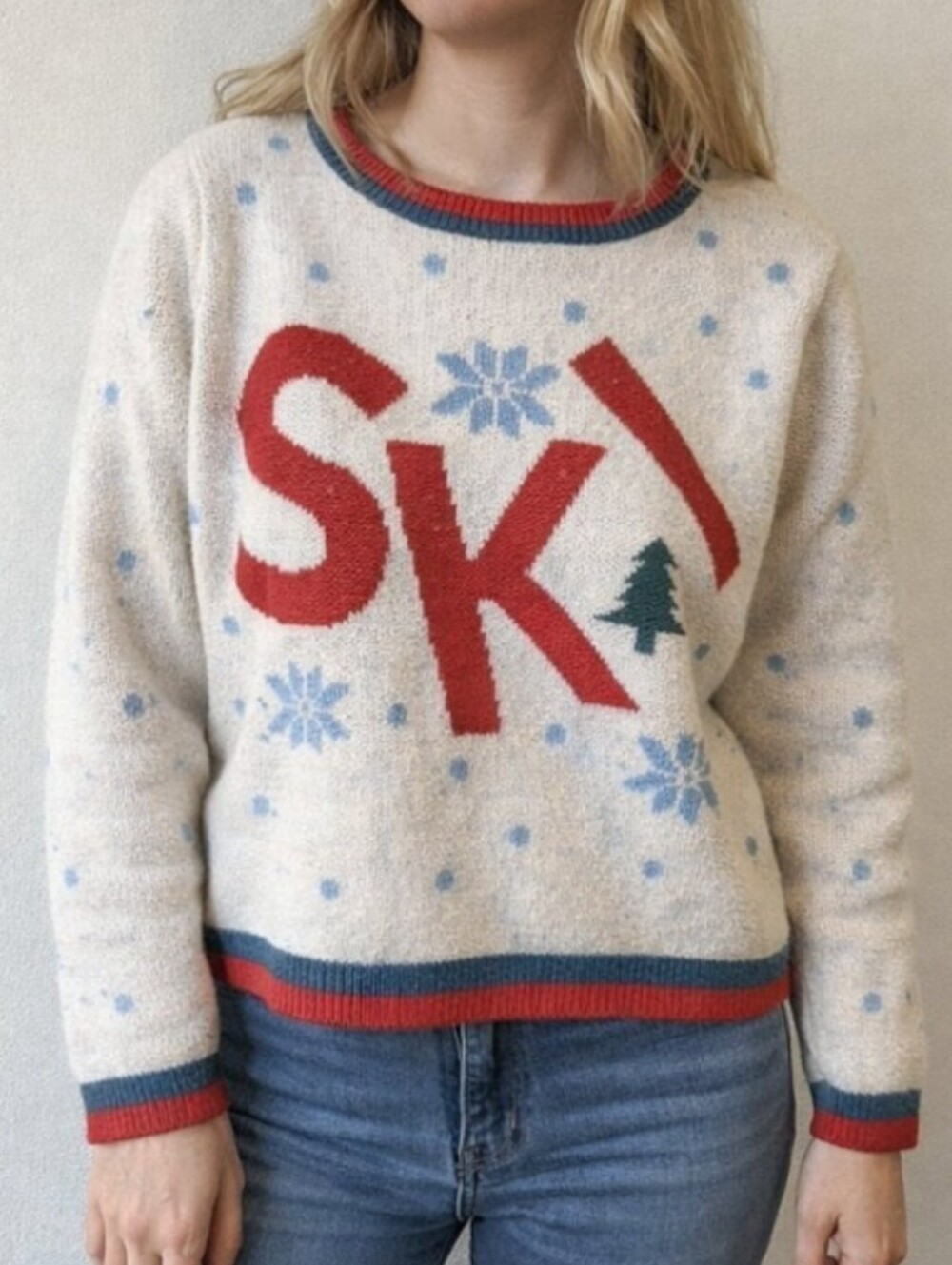 NWT Cupcakes And Cashmere Ski Sweater Snowflake Pullover Winter Holiday Cozy XL